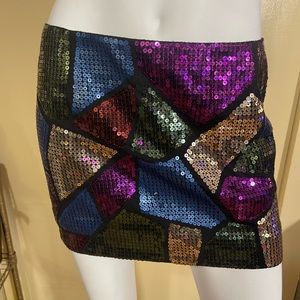 Stained glass look sequin mini skirt